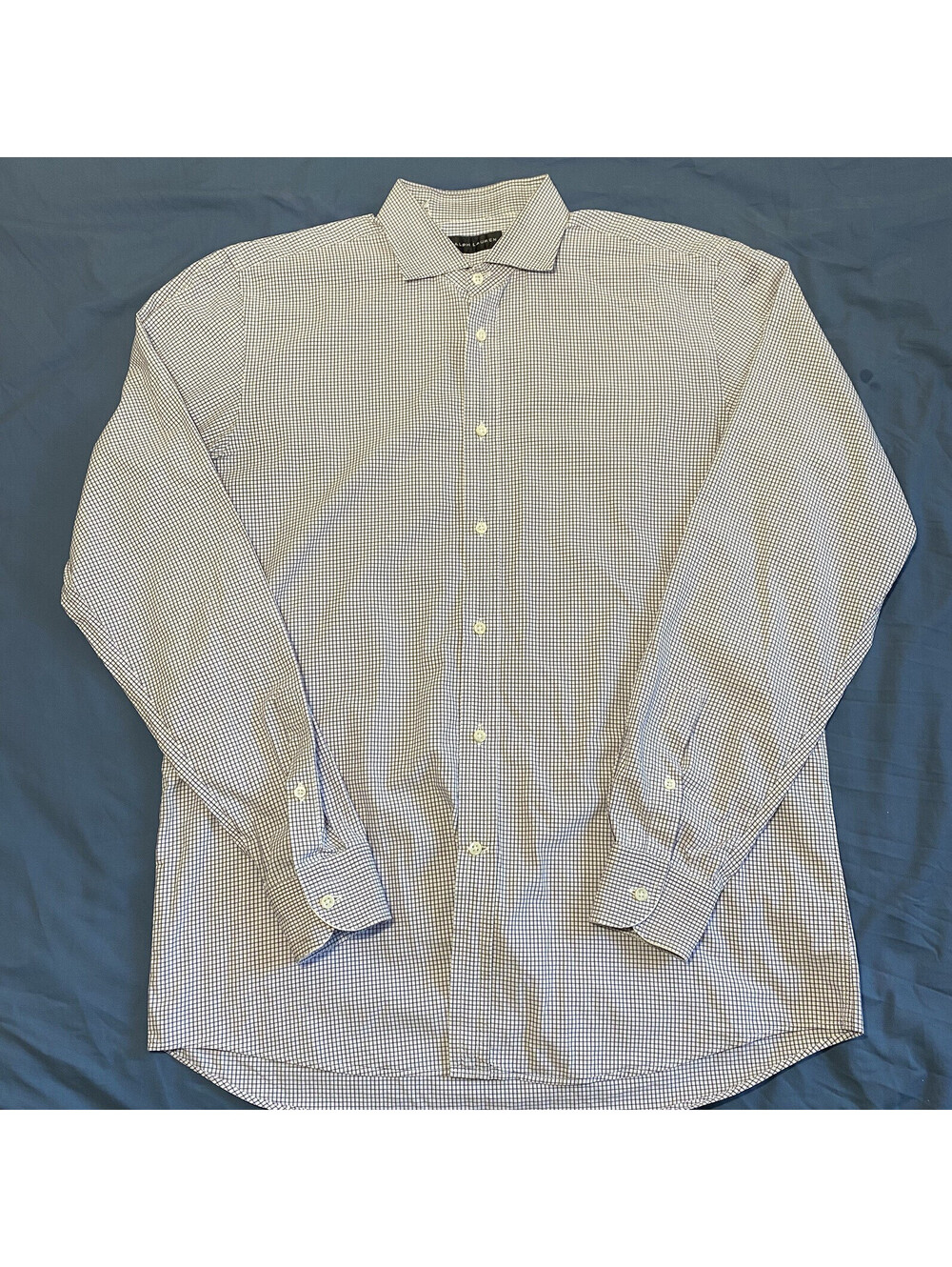Ralph Lauren Black Label Button Up Dress Shirt Gingham White Sz 16.5 Large Italy